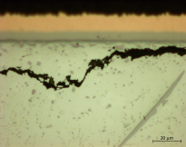 Crack at solder joint